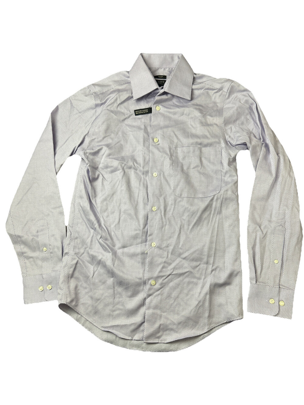 Pronto Uomo Men’s Dress Shirt 14.5 32/33 Purple 80s 2-Ply Cotton Long Sleeve